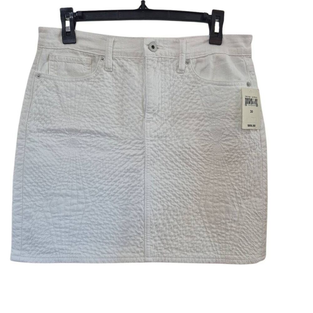 Lucky Brand Women's White Cotton Quilted Denim Skirt NEW NWT